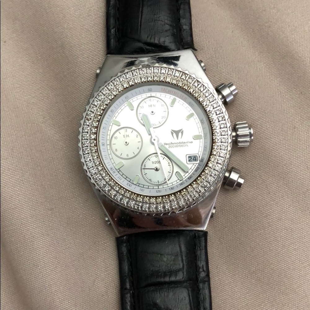 TechnoMarine watch with diamond bezel